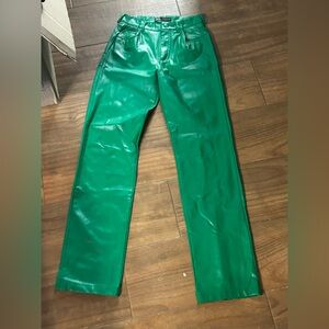 Vibrant Green Leather Pants